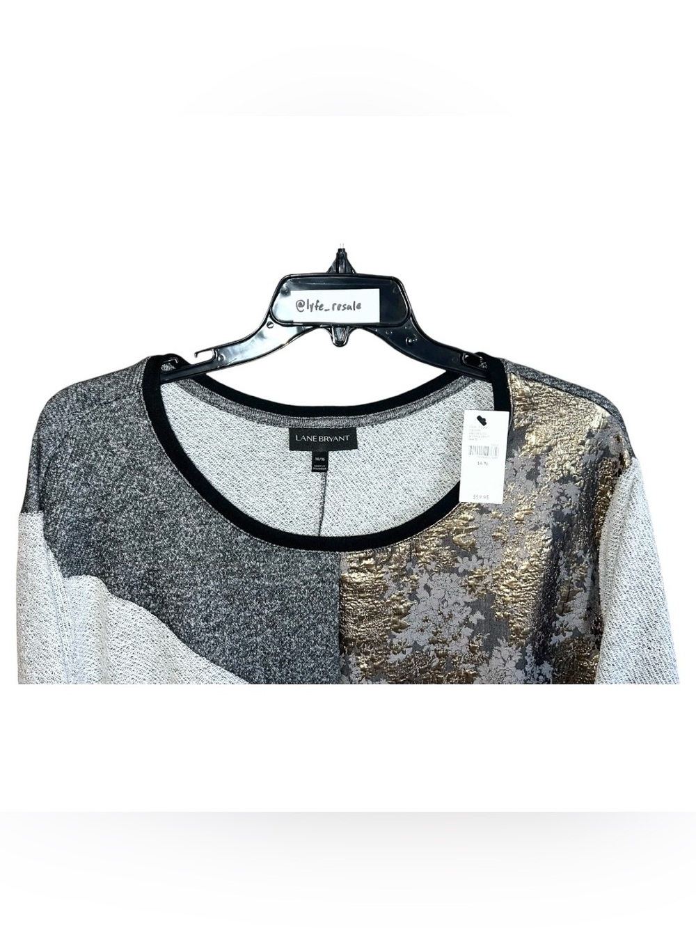 Lane Bryant Long Sleeve Sweater Women’s 14/16 Grey Black Gold - Picture 2 of 6